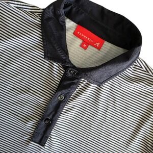 REDVANLY Mens Polo Shirt Size Medium Stripe‎ Short Sleeve Golf Performance